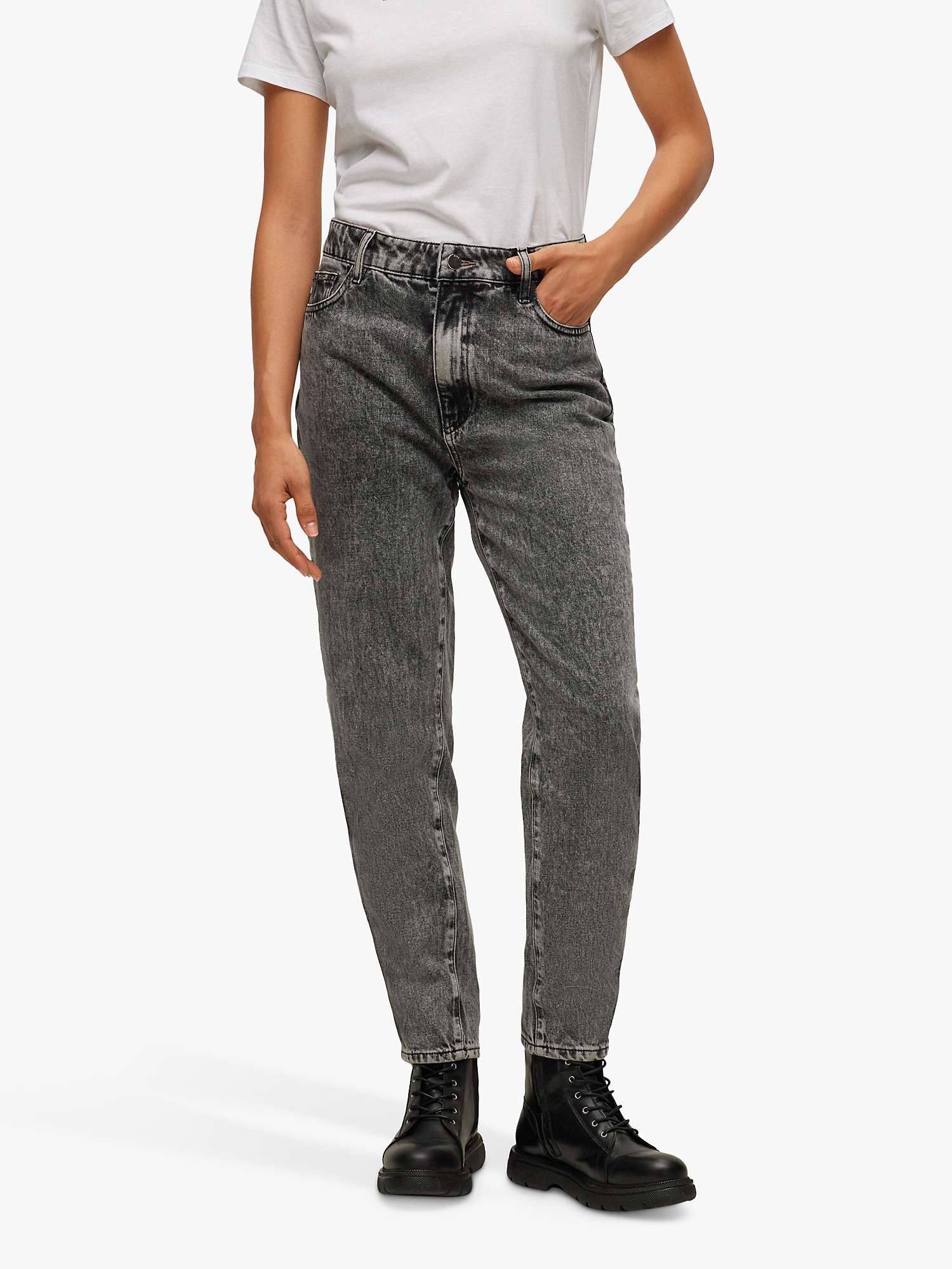 HUGO BOSS Modern Mom 4.0 Slim Leg Jeans, Open Grey at John Lewis & Partners