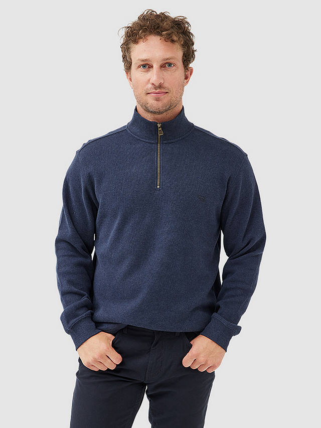 Rodd & Gunn Alton Ave Cotton Zip Mock Neck Jumper, Ink