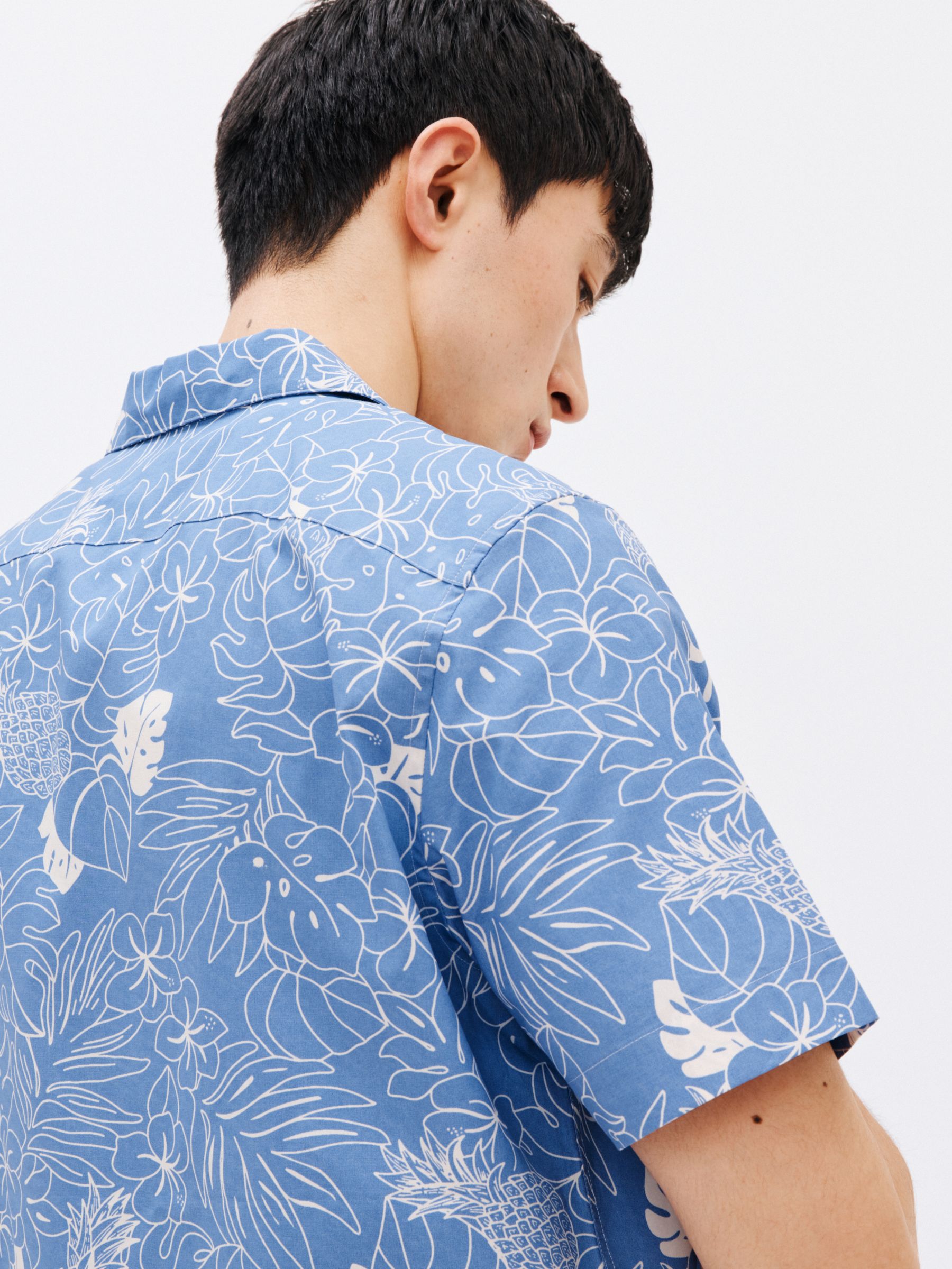 Reverse pineapple blue aloha shirt