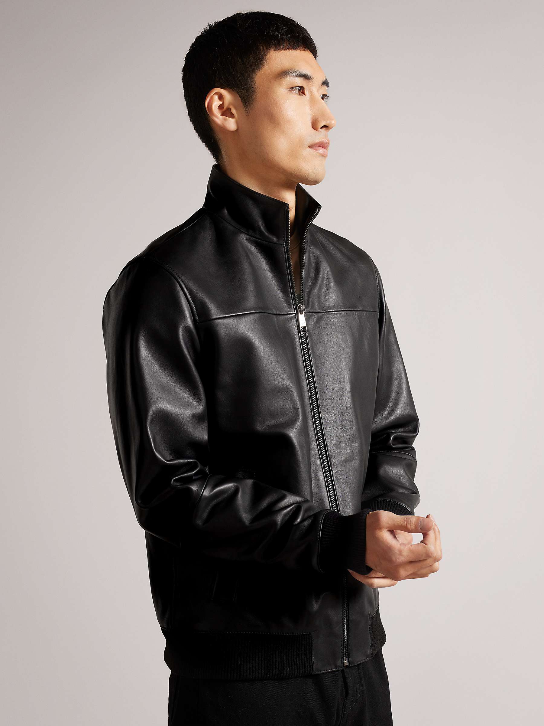 Buy Ted Baker Leadon Leather Jacket, Black Online at johnlewis.com
