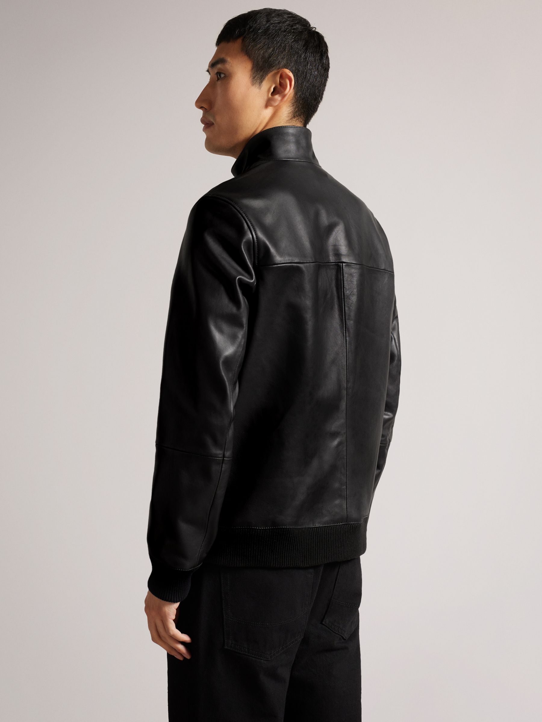 Ted Baker Leadon Leather Jacket, Black, S