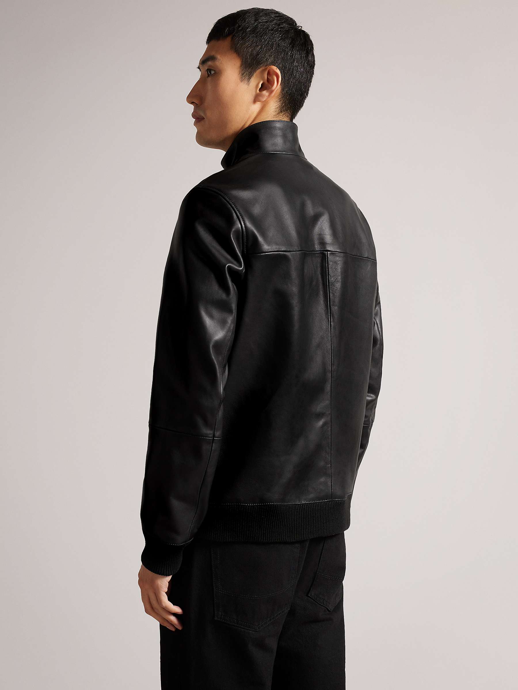 Buy Ted Baker Leadon Leather Jacket, Black Online at johnlewis.com