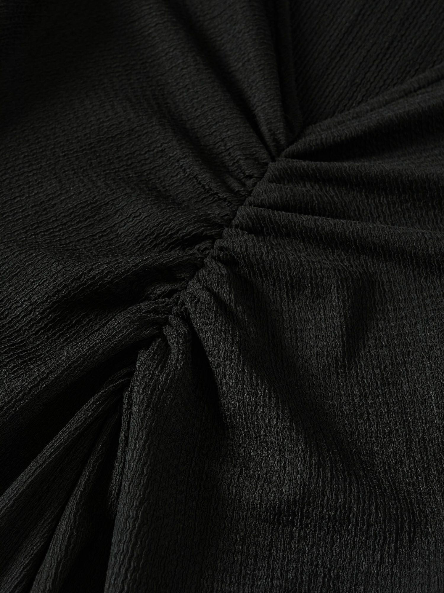 Mango Textured V-Neck Midi Dress, Black at John Lewis & Partners