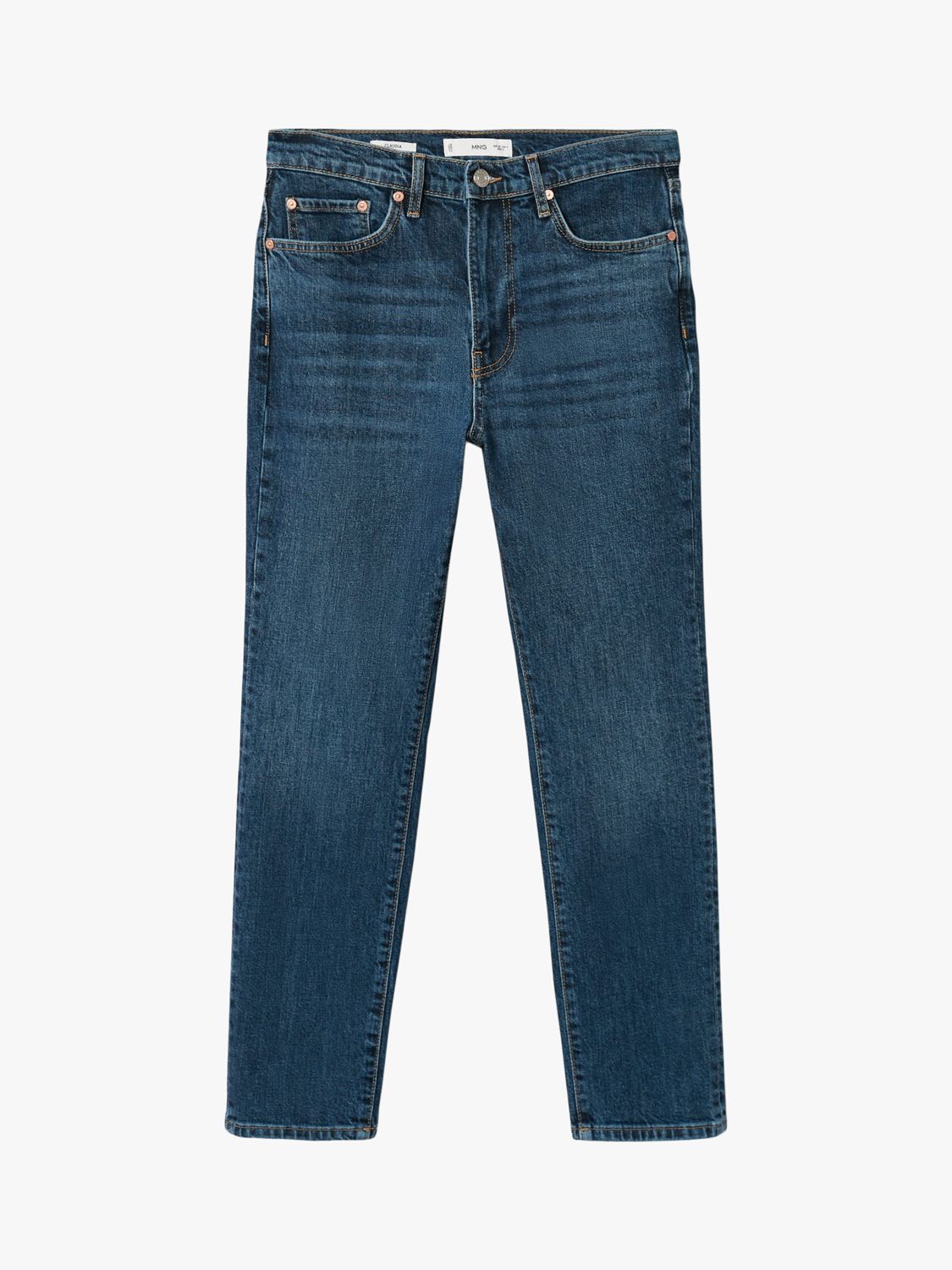 Mango Claudia Slim Leg Cropped Jeans, Mid Blue at John Lewis & Partners