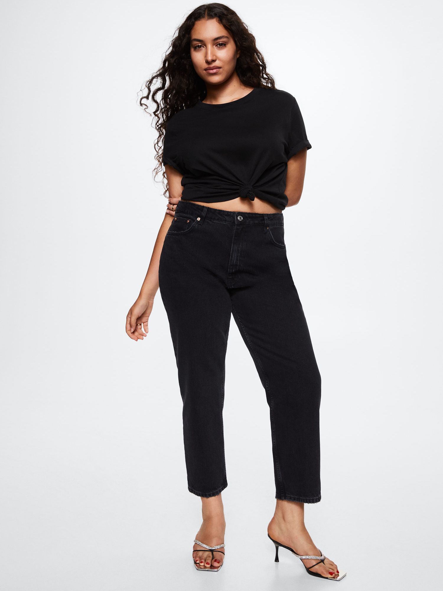 Mango Mom Jeans, Black at John Lewis & Partners