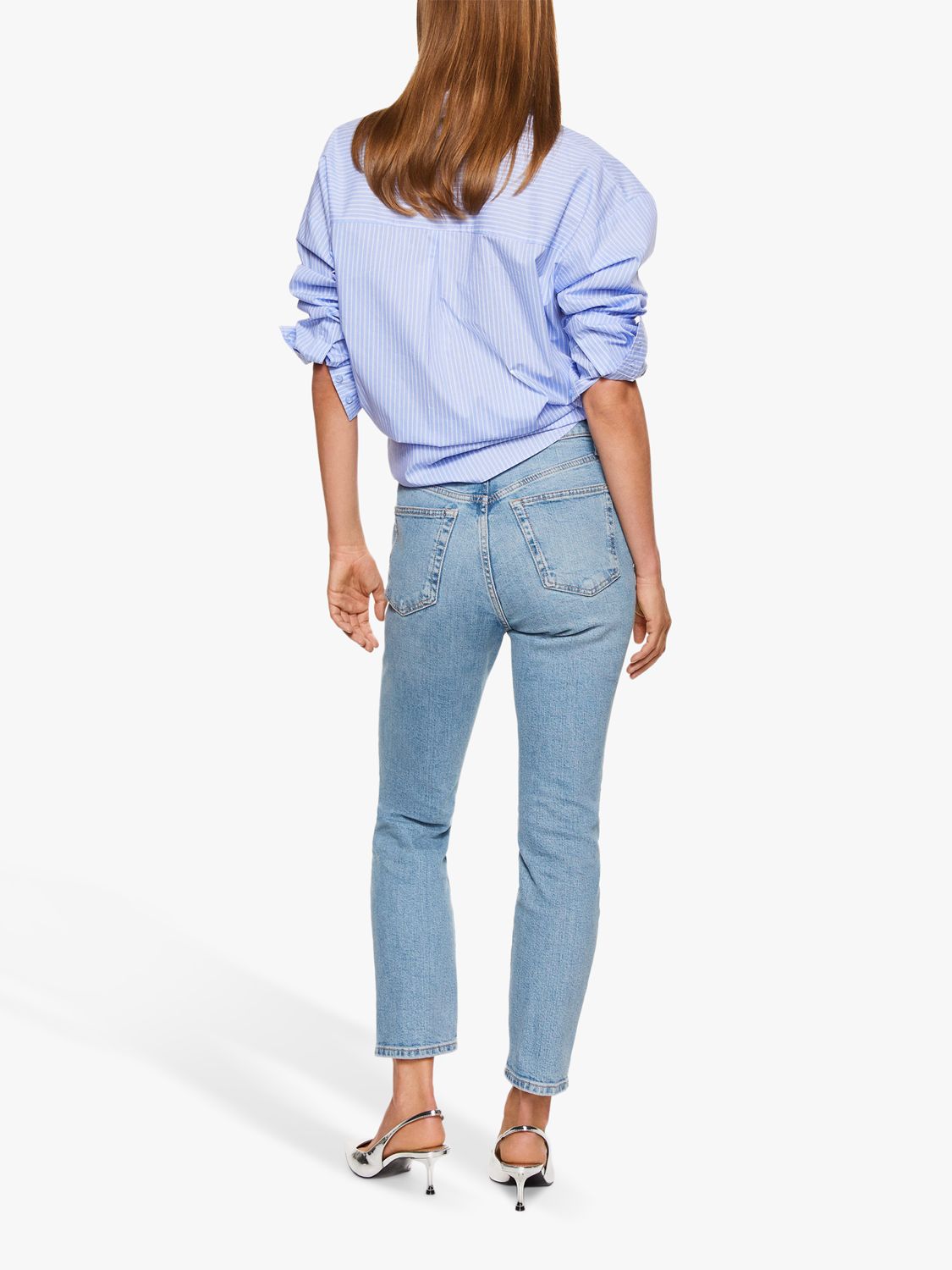 Mango Claudia Slim Leg Cropped Jeans, Light Blue, 4