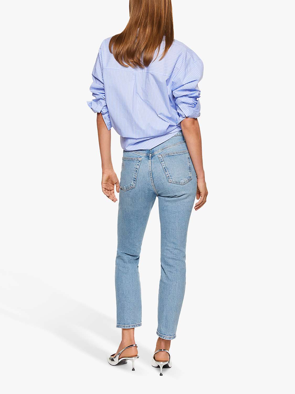 Mango Claudia Slim Leg Cropped Jeans, Light Blue at John Lewis & Partners