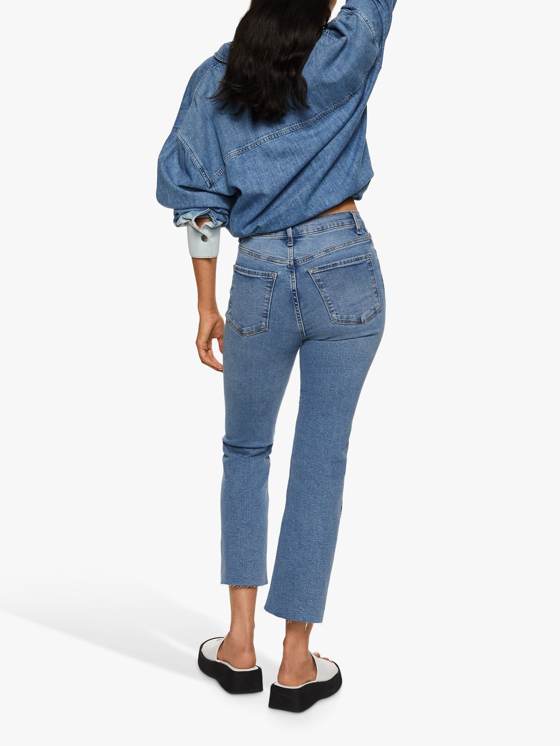 Mango Sienna Cropped Jeans, Blue at John Lewis & Partners