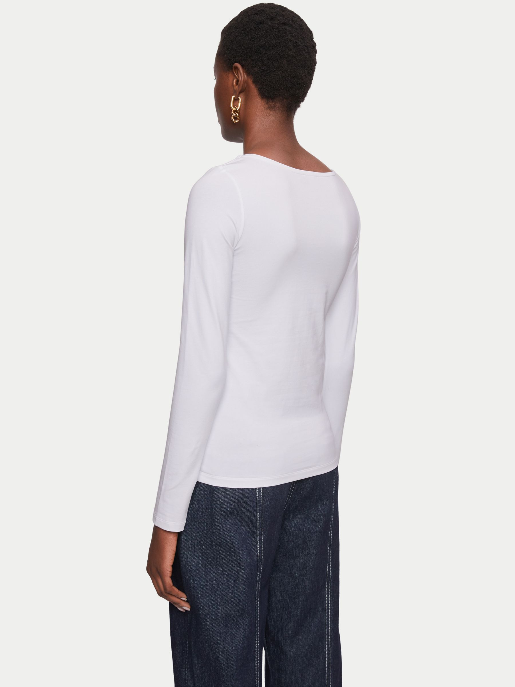 Jigsaw Double Front Ballet Neck Tee, White at John Lewis & Partners