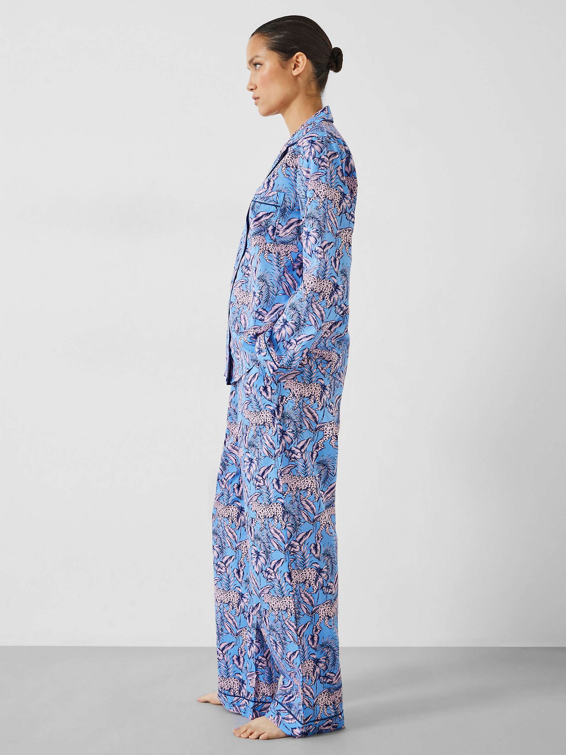 HUSH Isla Printed Cotton Pyjama Set, Pink/Blue at John Lewis & Partners