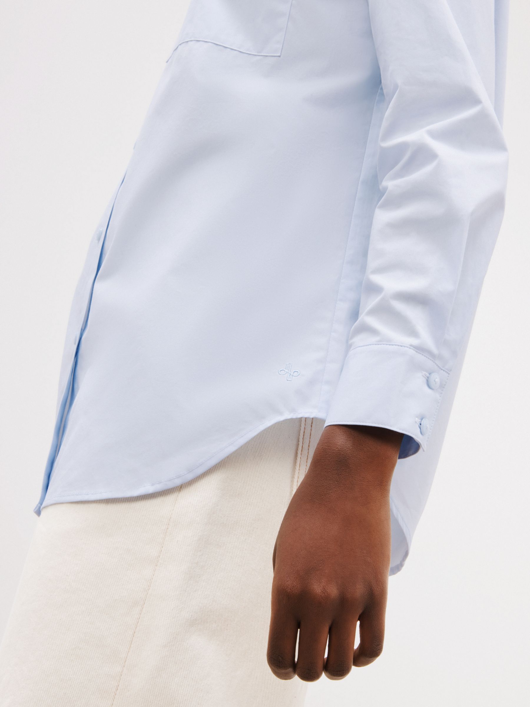 John Lewis Cotton Relaxed Shirt, Light Blue at John Lewis & Partners