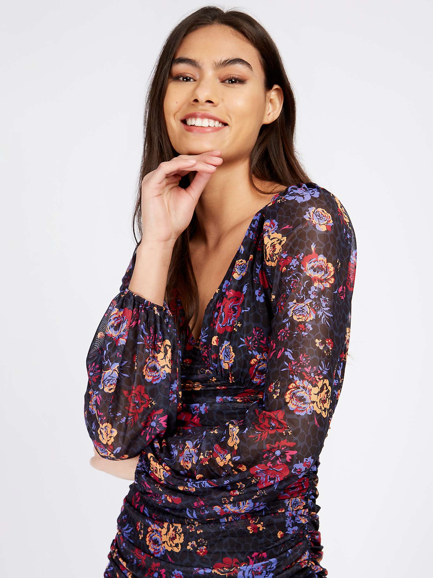 Little Mistress Floral Ruched Midaxi Dress, Multi at John Lewis & Partners