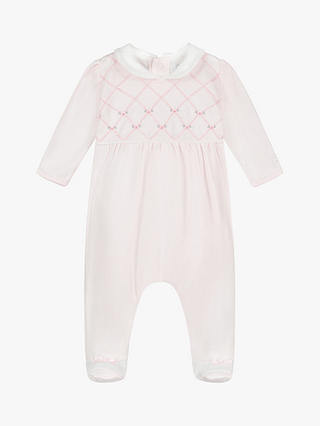 Emile et Rose Baby Dusty Embroidered Yolk All-in-One, Light Pink