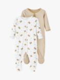 NAME IT Teddy Bear Organic Cotton Sleepsuits, Pack of 2, Incense