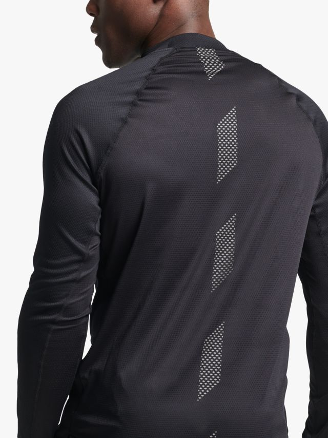Superdry Train Mock Neck Long Sleeve Gym Top, Black, S | V-Shirts