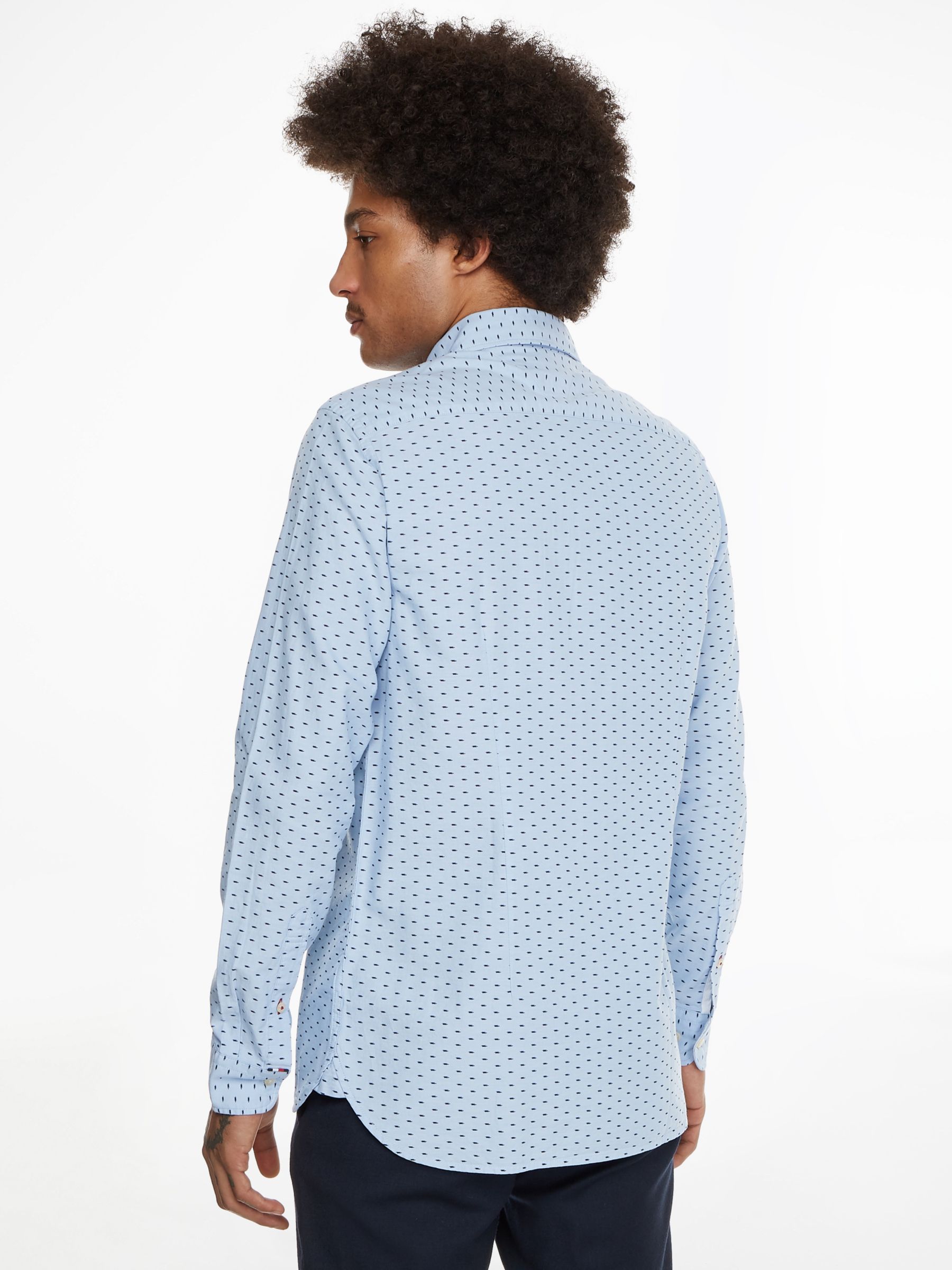 Tommy Hilfiger Mini Print Slim Fit Shirt, Blue at John Lewis & Partners