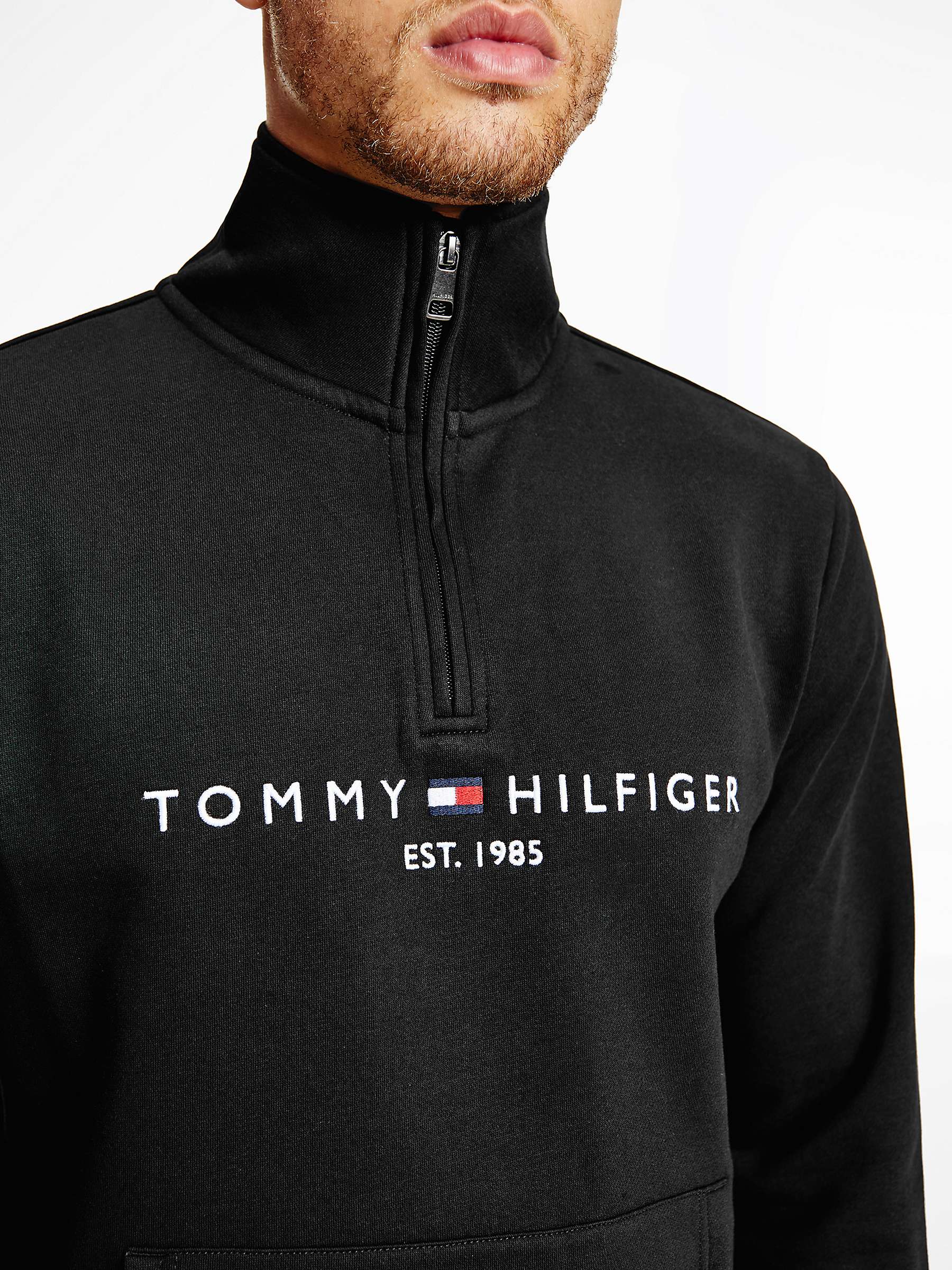 Tommy Hilfiger Mock Neck Sweatshirt, Black at John Lewis & Partners