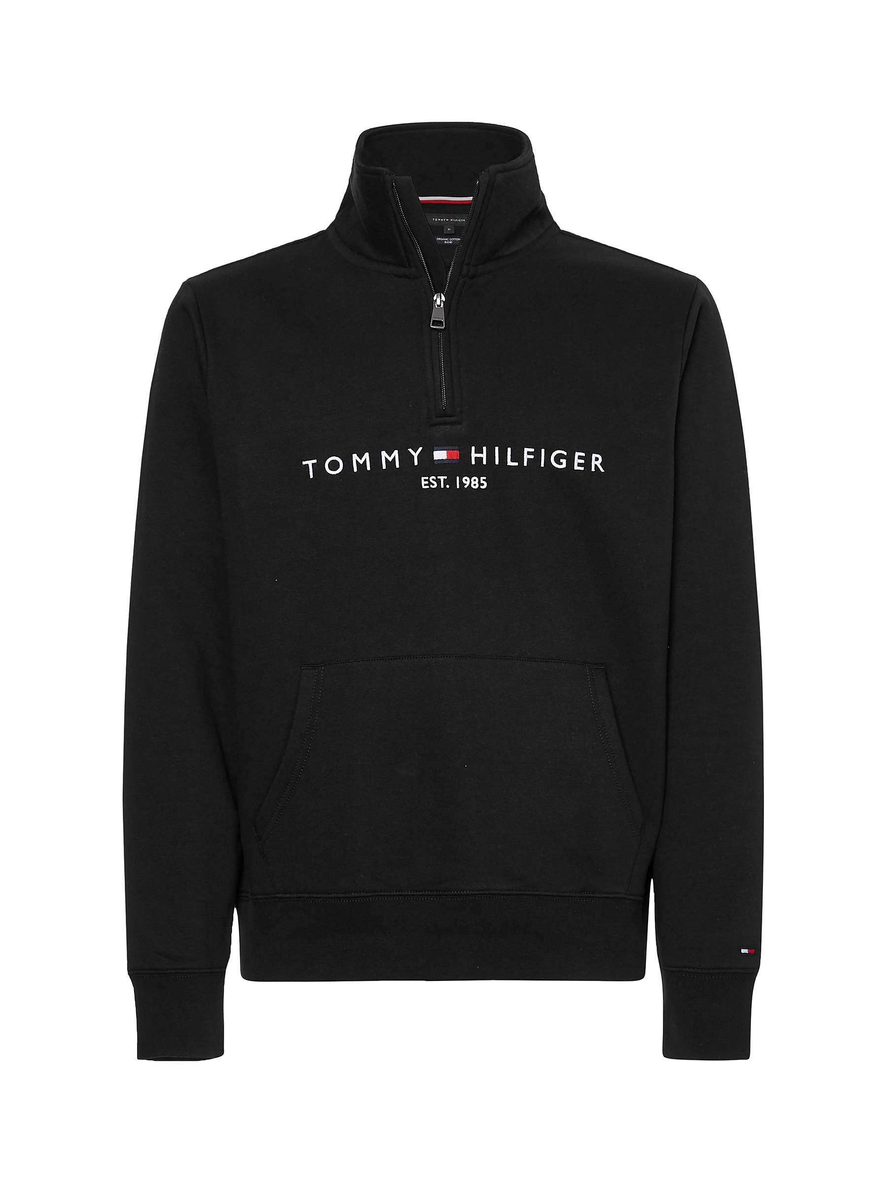 Tommy Hilfiger Mock Neck Sweatshirt, Black at John Lewis & Partners