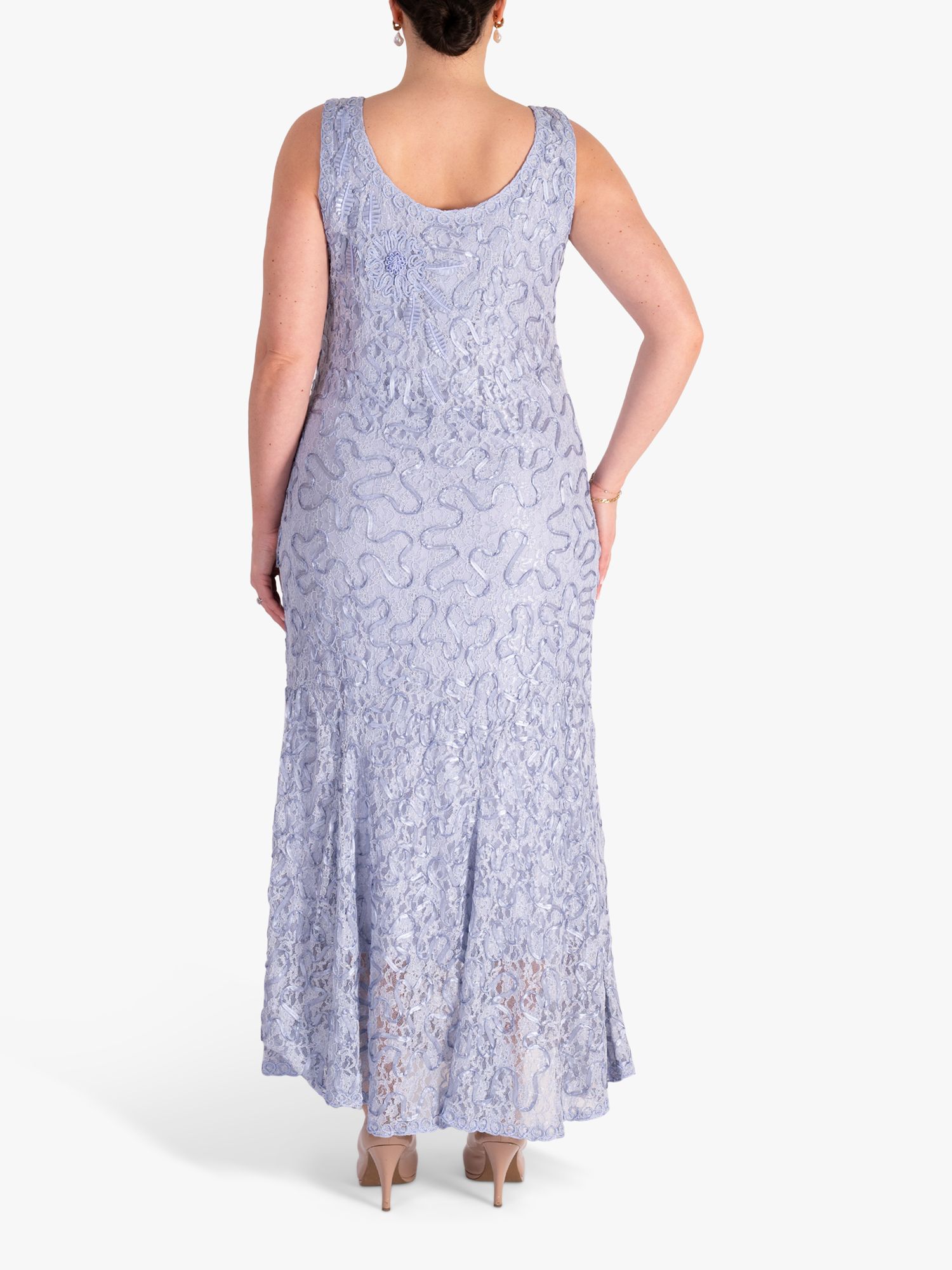 chesca Lace & Cornelli Tapework Dress, Lilac at John Lewis & Partners