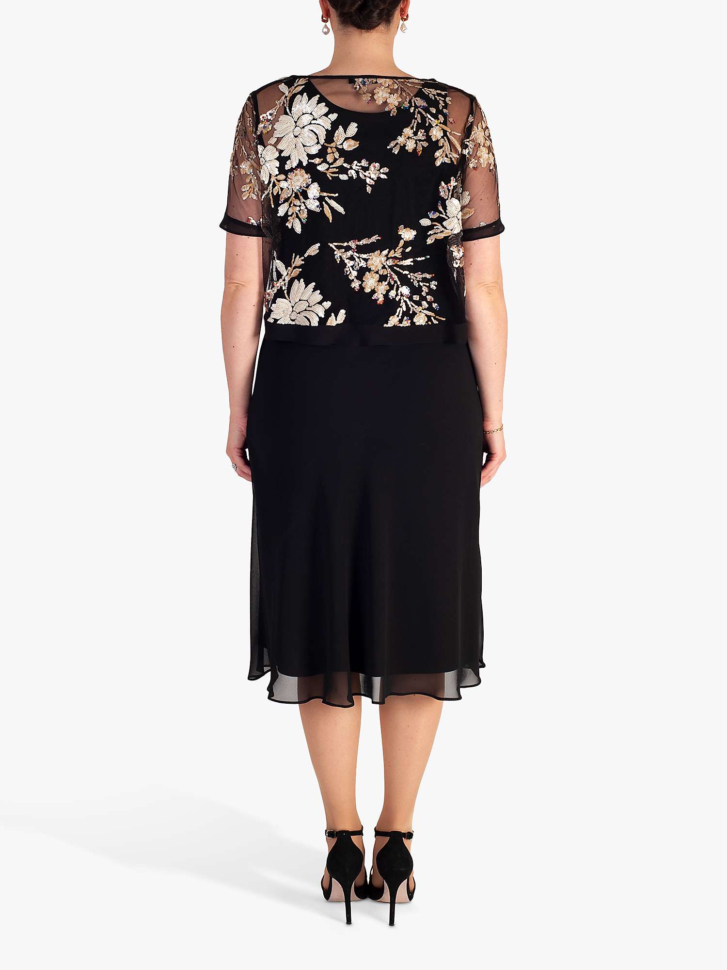 Buy chesca Embroidered Sequin Dress, Black/Gold Online at johnlewis.com
