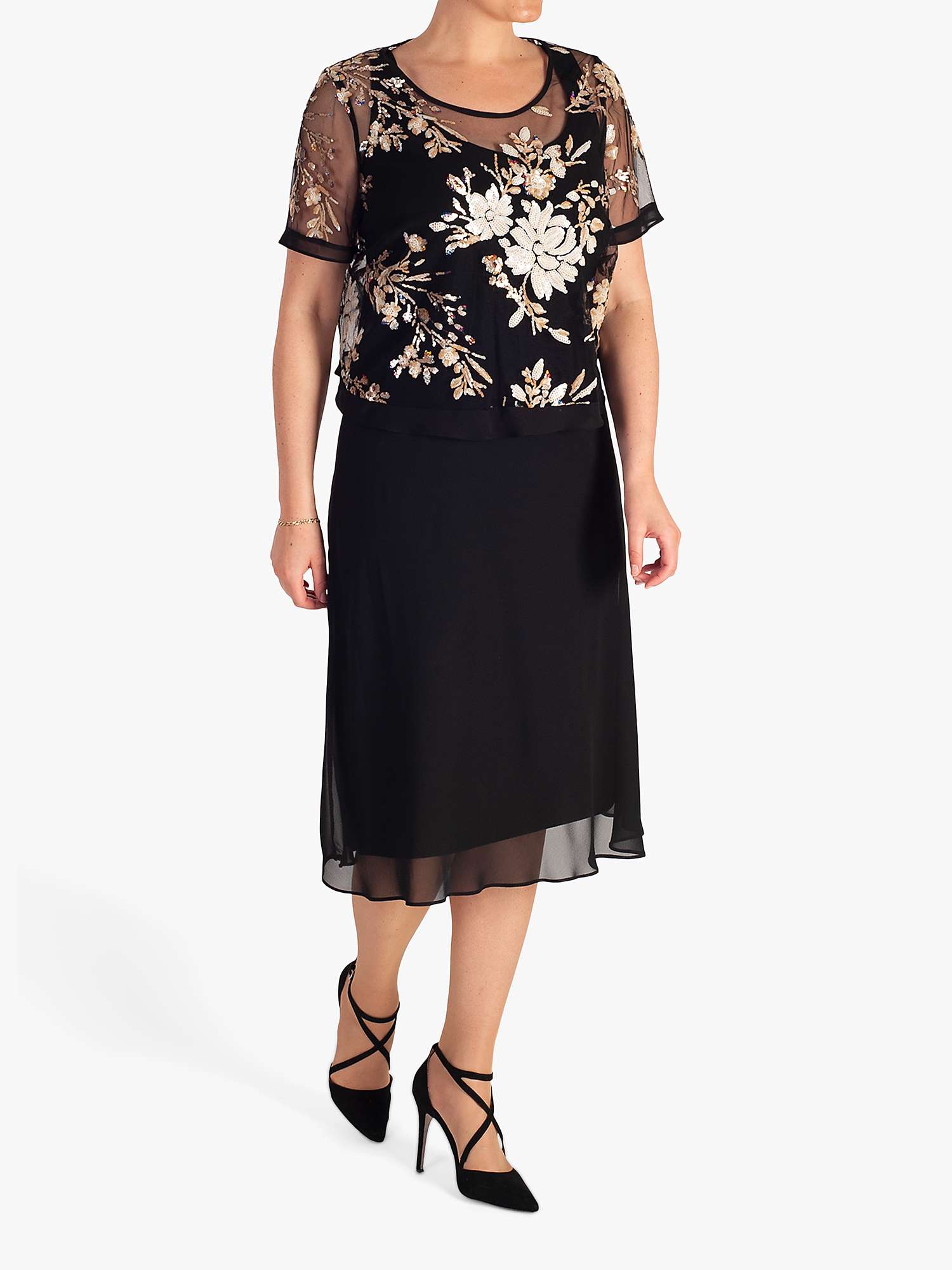 Buy chesca Embroidered Sequin Dress, Black/Gold Online at johnlewis.com