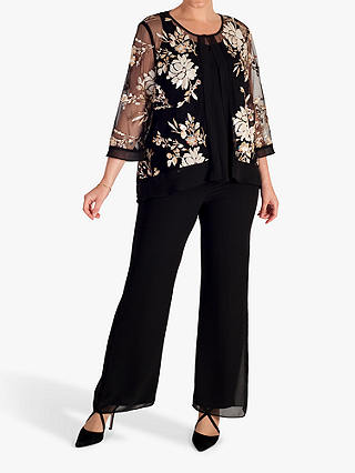 chesca Embroidered Sequin Mesh Jacket, Black