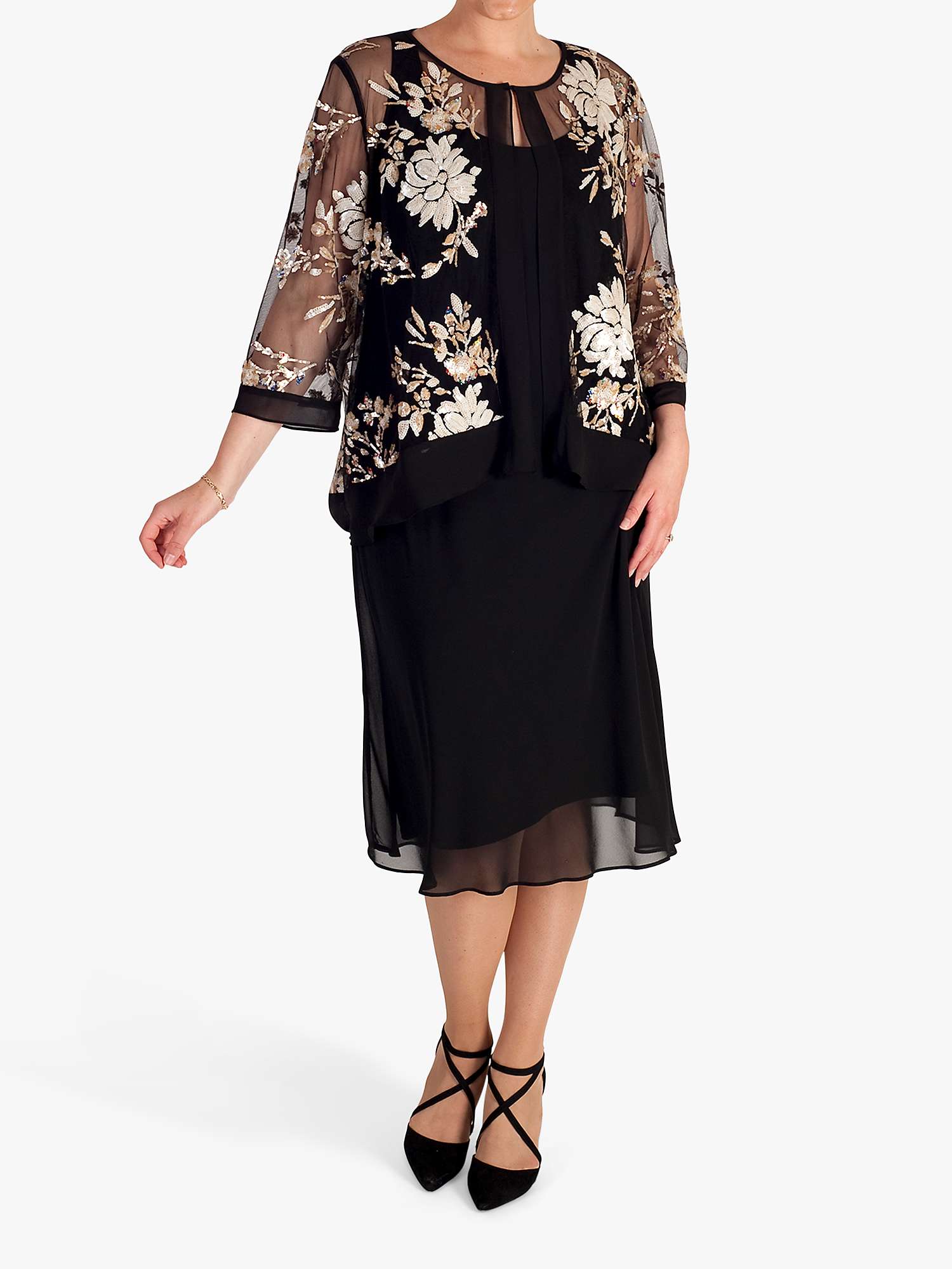 Buy chesca Embroidered Sequin Mesh Jacket, Black Online at johnlewis.com