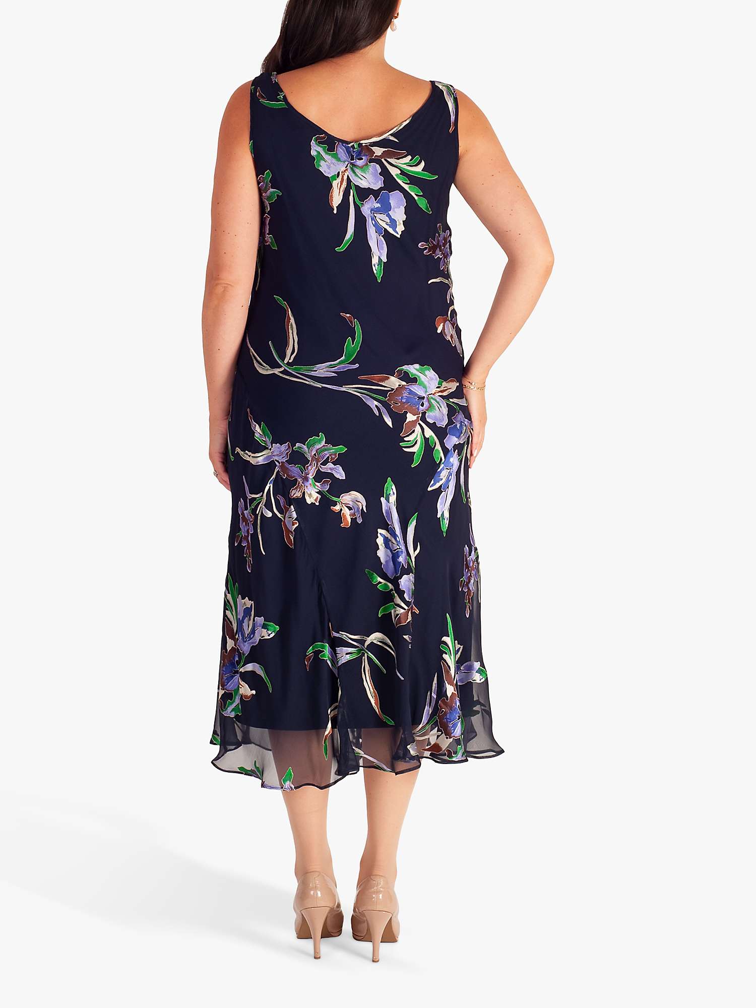 Buy chesca Iris Floral Print Devoree Sleeveless Midi Dress, Navy/Multi Online at johnlewis.com