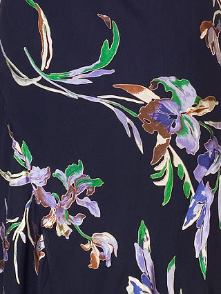 chesca Iris Floral Print Devoree Sleeveless Midi Dress, Navy/Multi