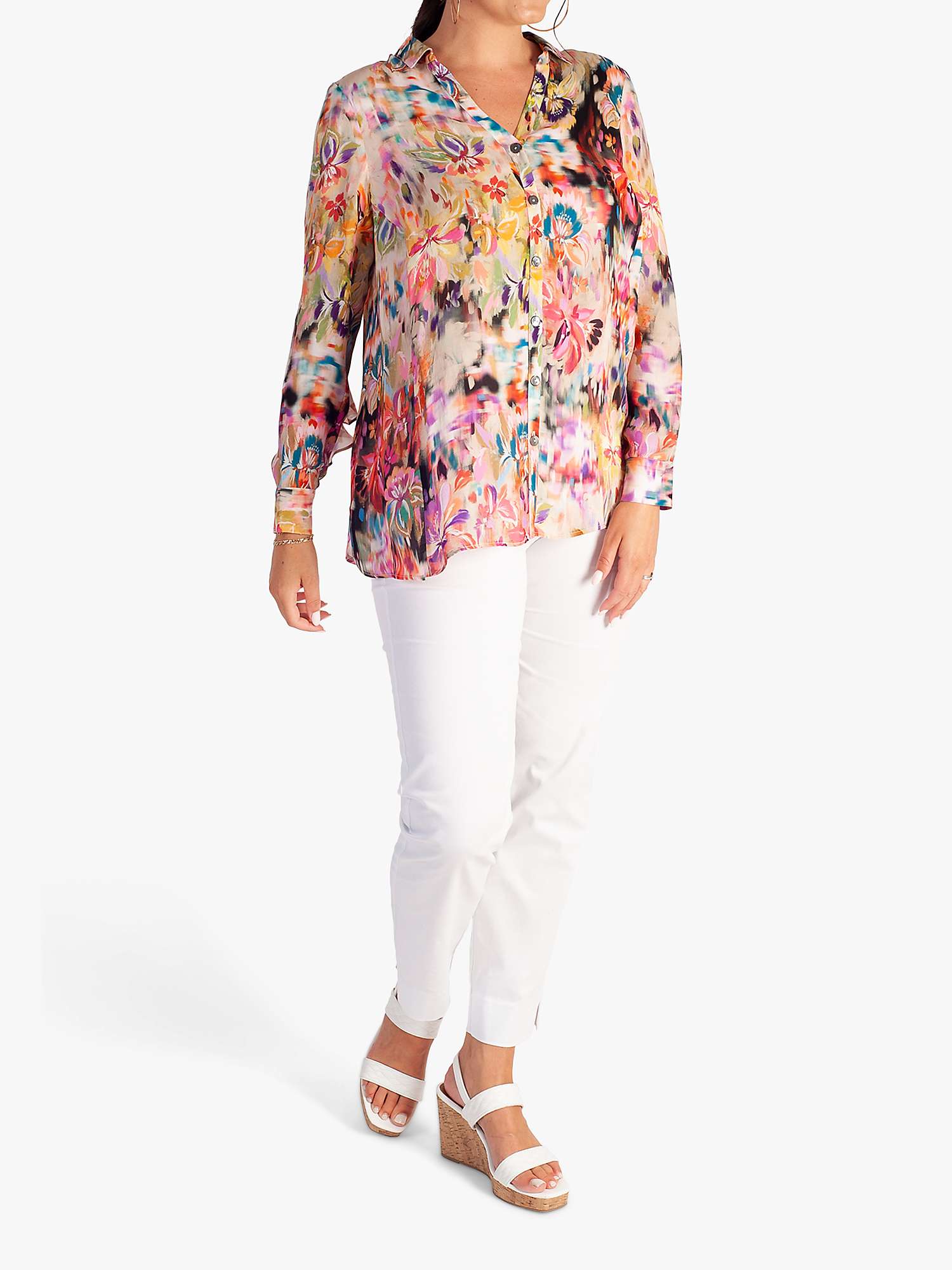 Buy chesca Monaco Floral Chiffon Shirt, Multi Online at johnlewis.com