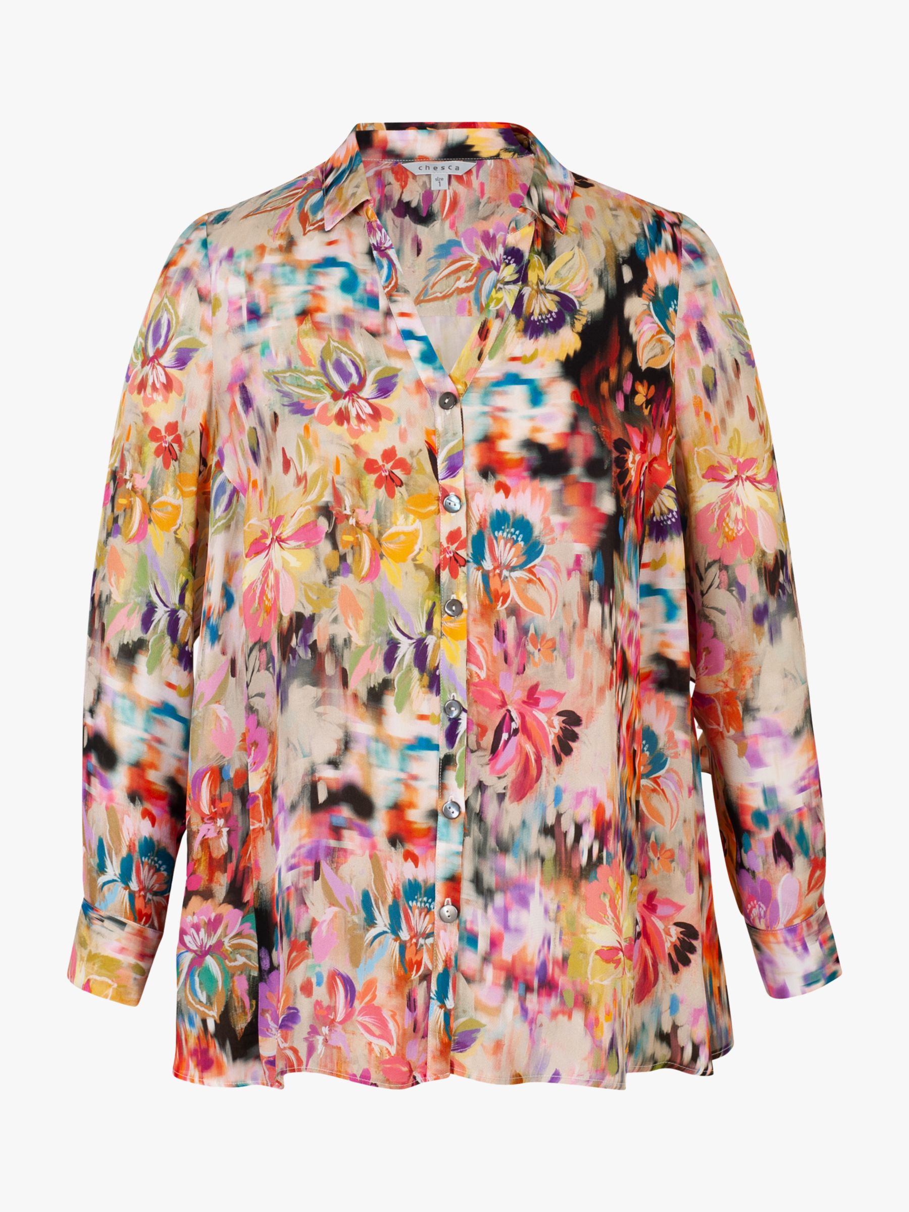 chesca Monaco Floral Chiffon Shirt, Multi at John Lewis & Partners
