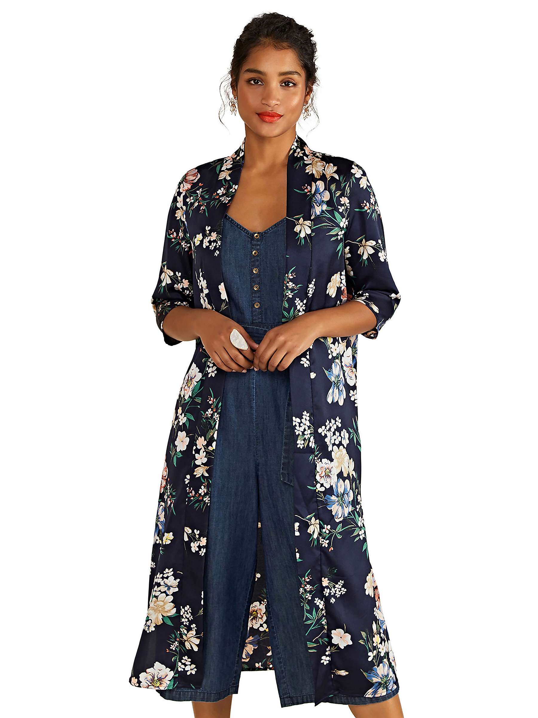 Buy Yumi Garden Floral Print Longline Kimono Jacket, Navy/Multi Online at johnlewis.com