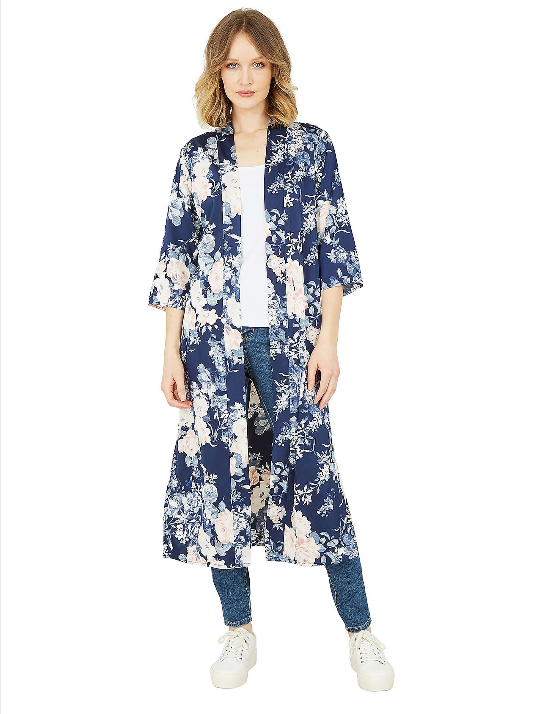 Buy Yumi Floral Satin Kimono, Navy/Multi Online at johnlewis.com