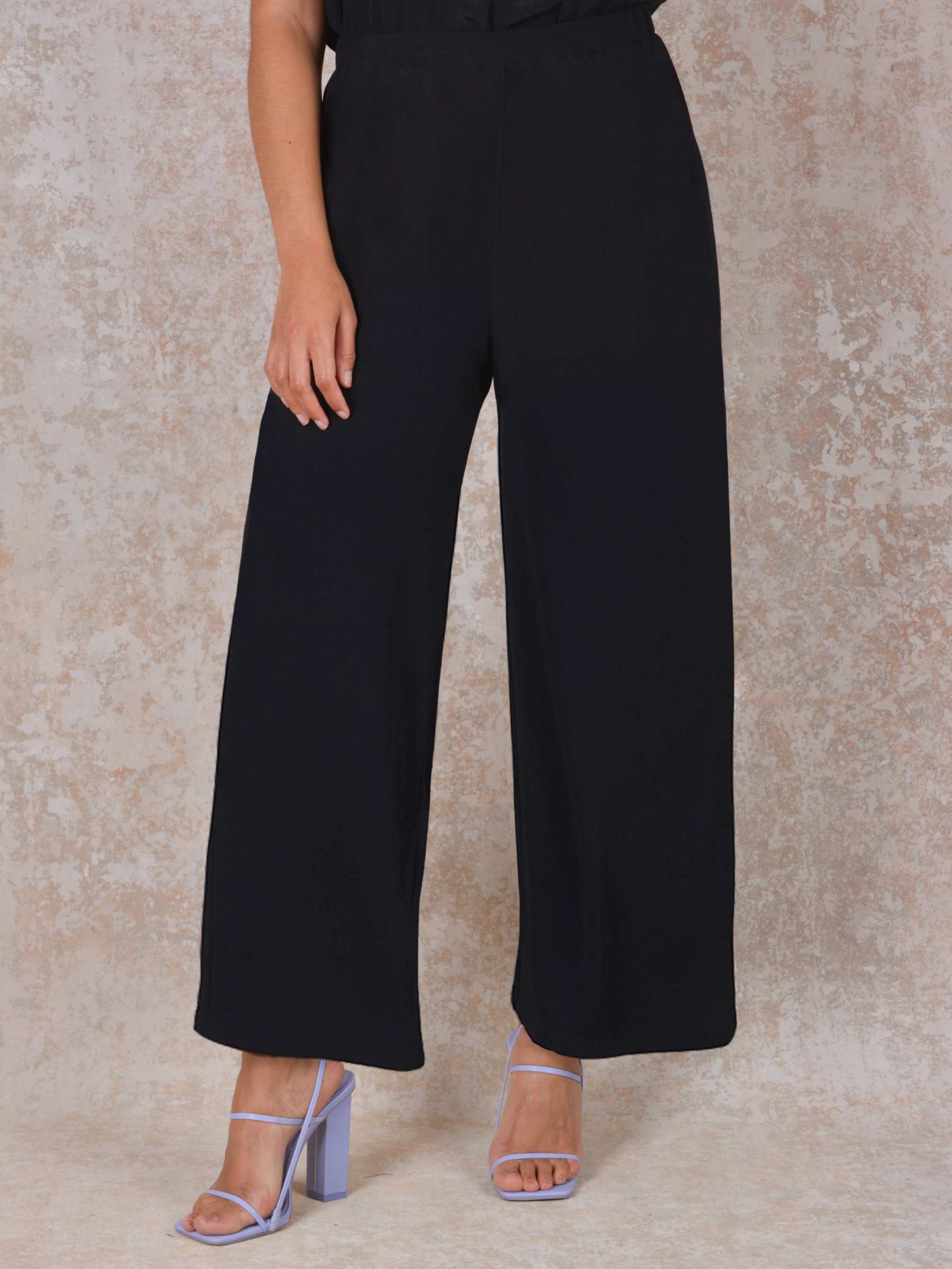 Live Unlimited French Crepe Palazzo Trousers, Black at John Lewis ...