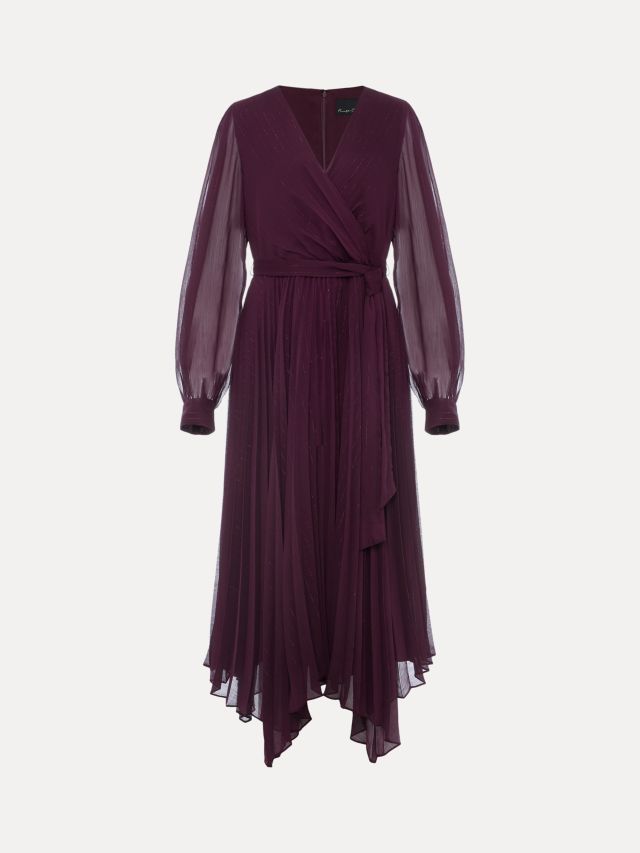 Phase Eight Dani Pleated Midi Dress, Plum, 6