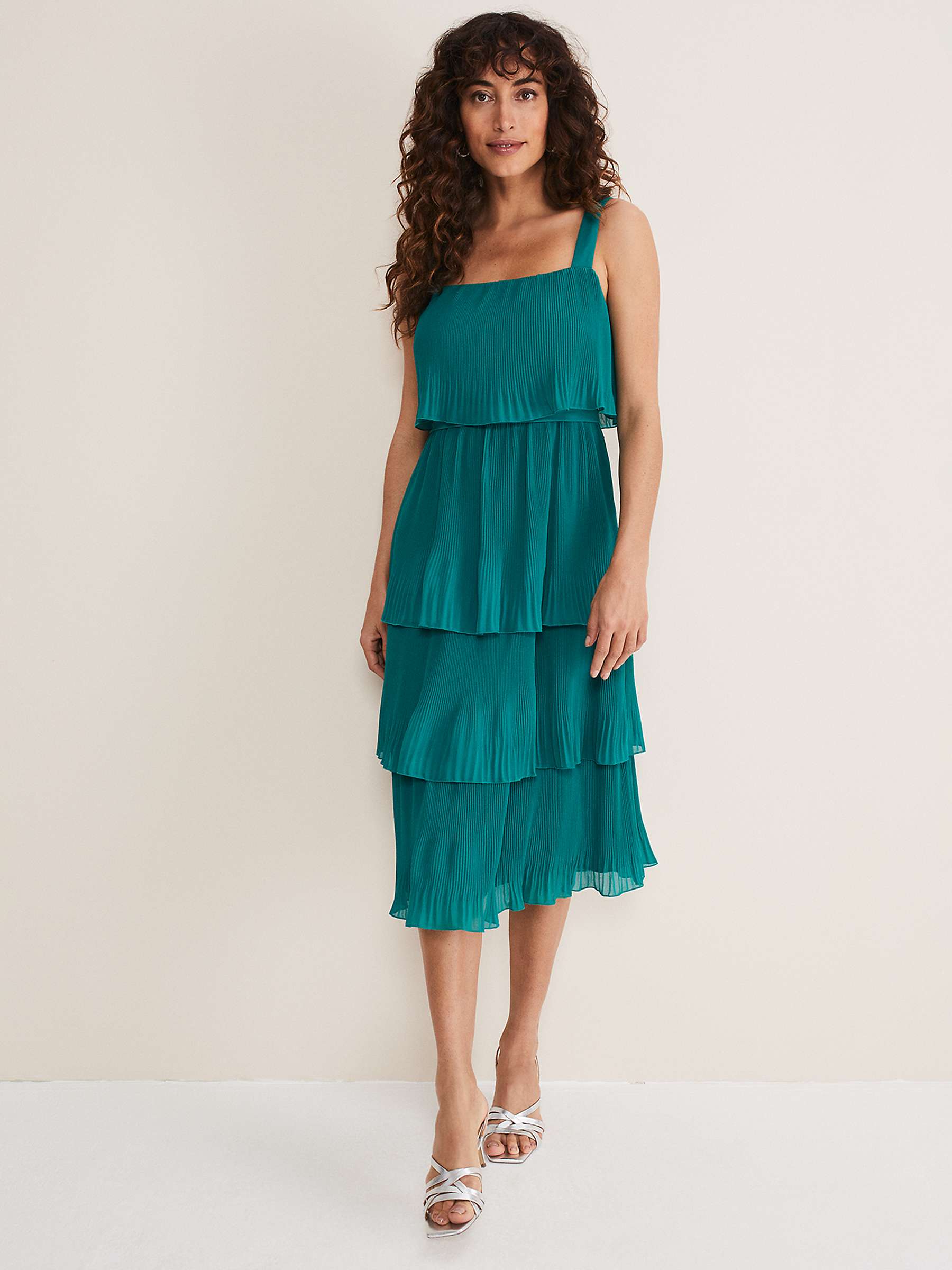 Buy Phase Eight Arria Tiered Midi Dress, Malachite Online at johnlewis.com