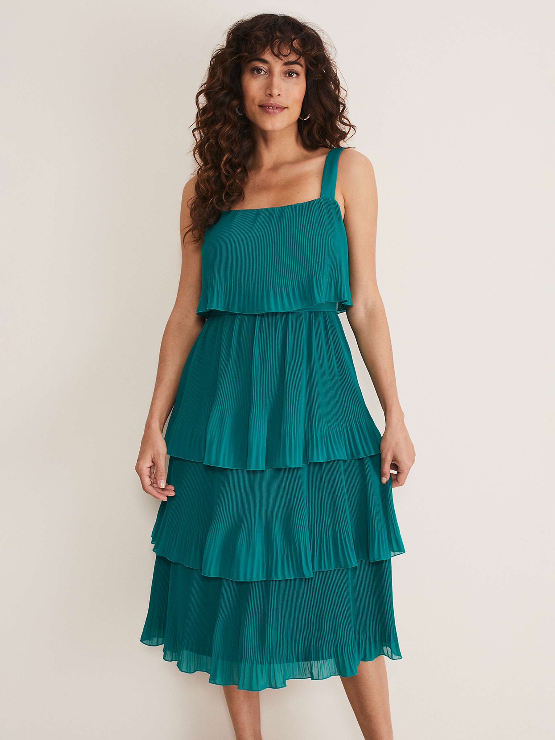 Buy Phase Eight Arria Tiered Midi Dress, Malachite Online at johnlewis.com