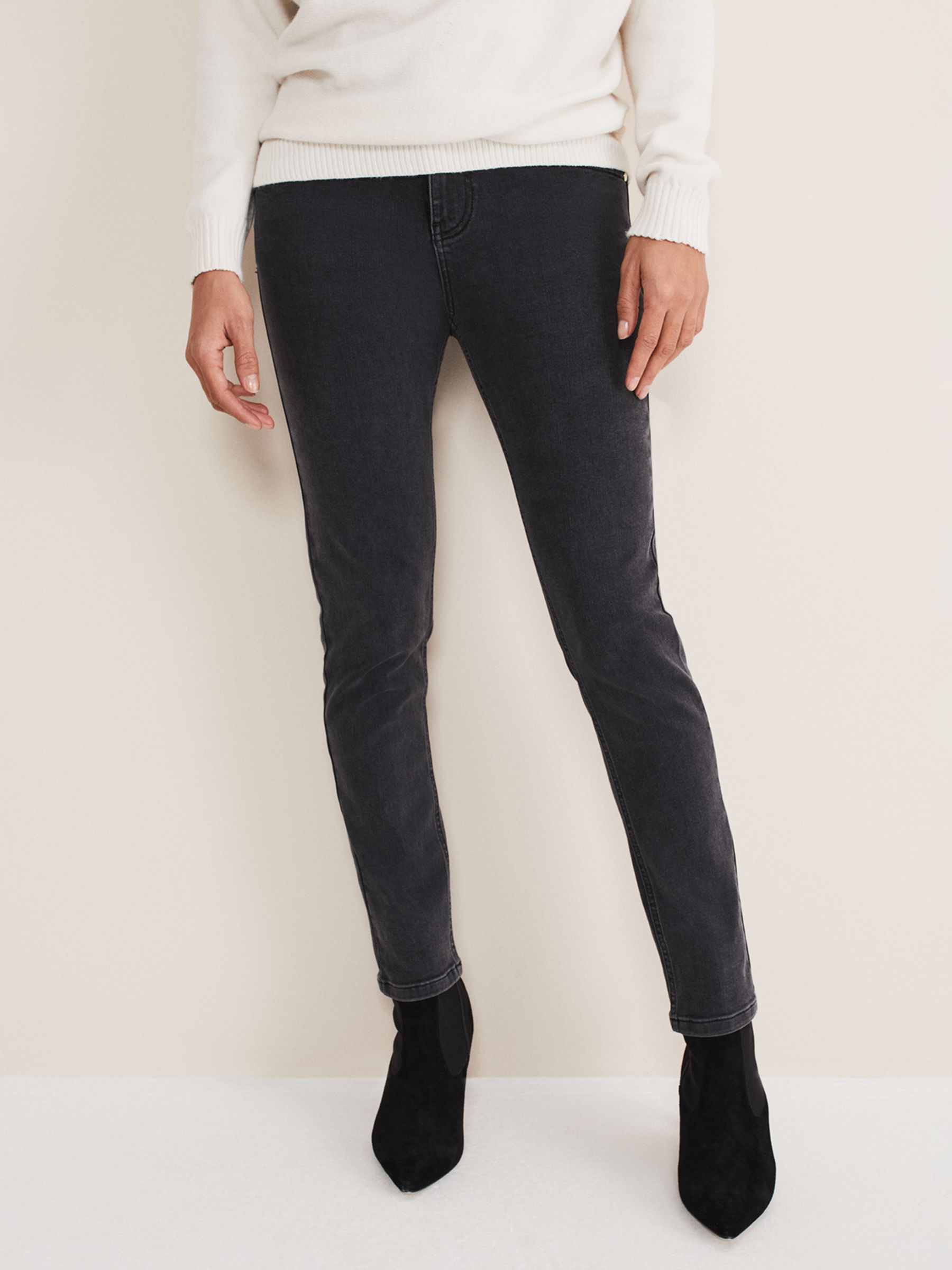 Phase Eight Hailee Topstitch Skinny Jeans, Charcoal at John Lewis ...