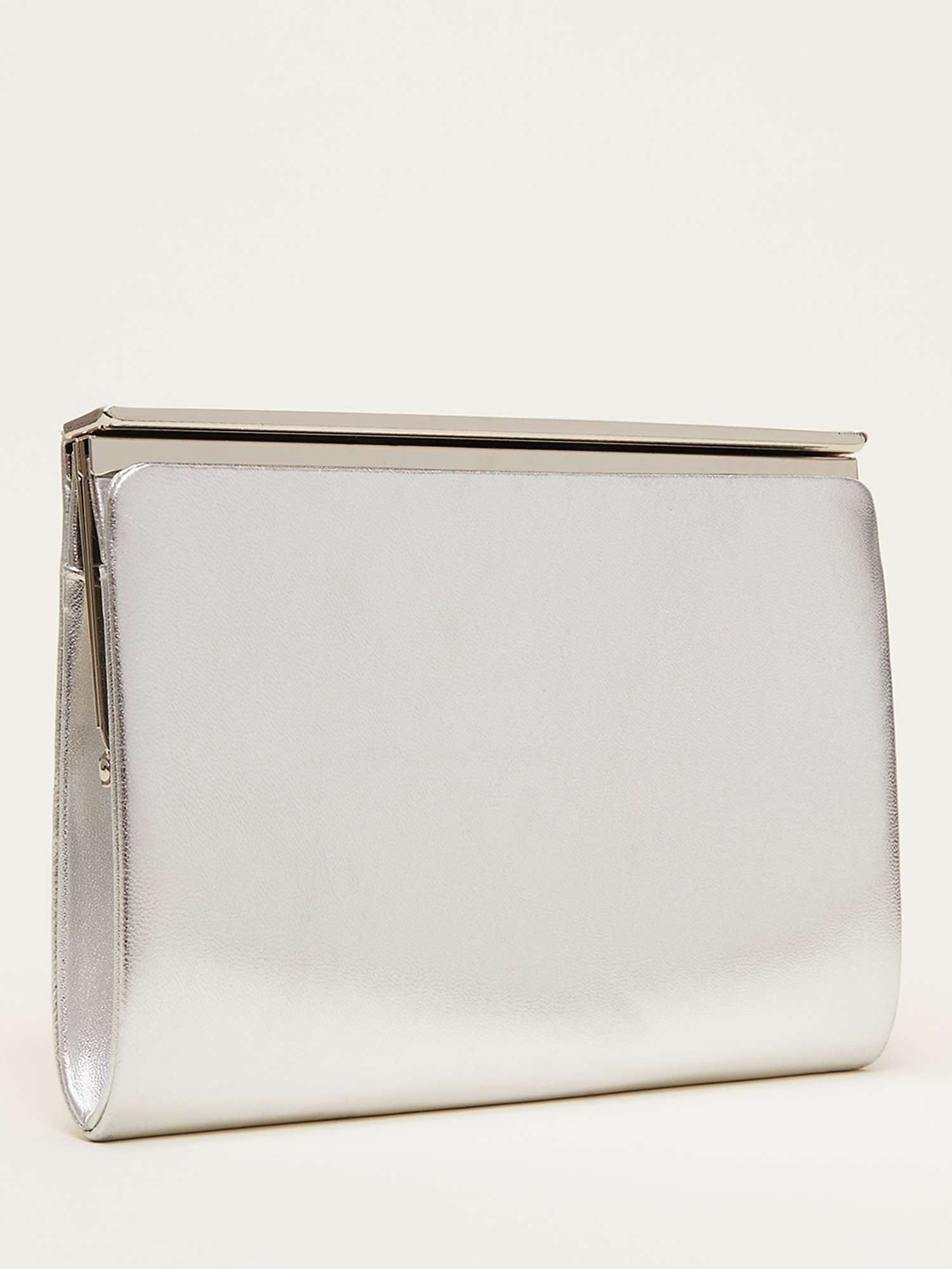 Phase Eight Patent Open Top Slim Clutch Bag, Silver at John Lewis ...