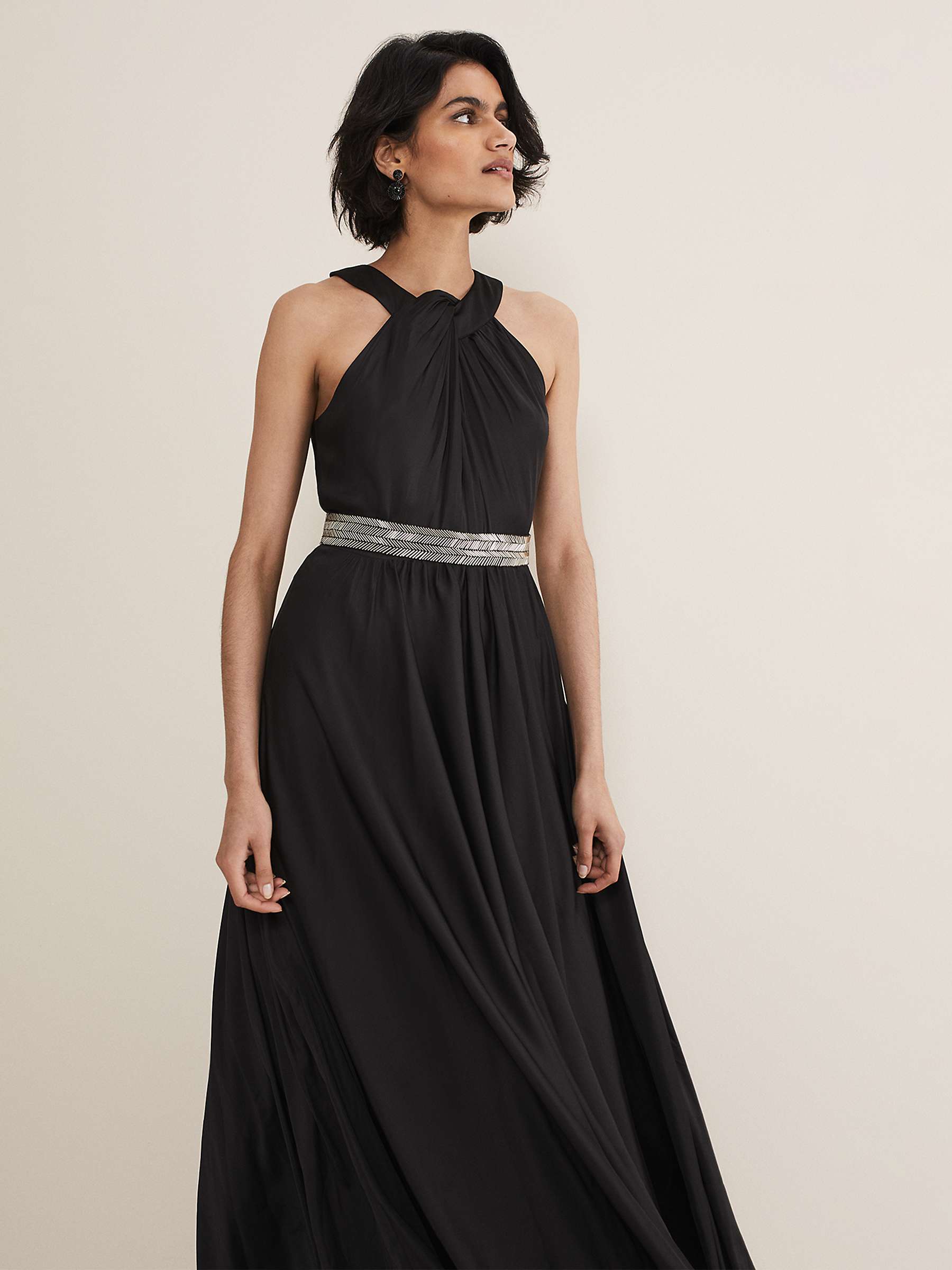 Buy Phase Eight Vanessa Beaded Belt Maxi Dress, Black Online at johnlewis.com