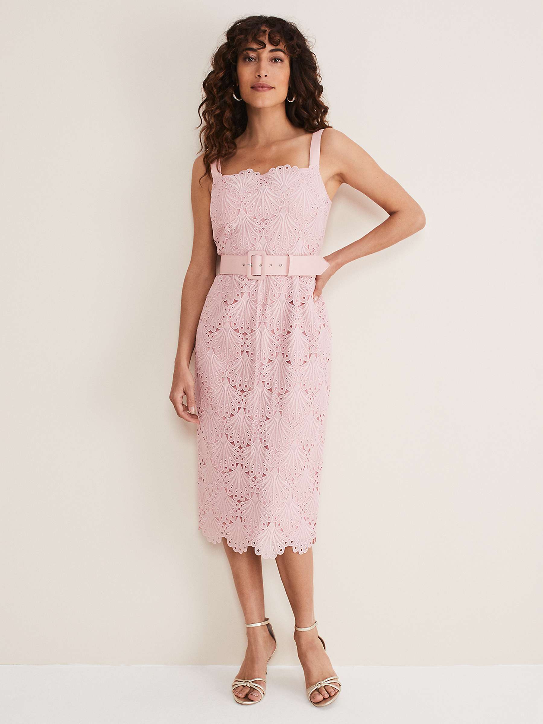 Buy Phase Eight Carrie Midi Lace Dress, Clay Online at johnlewis.com