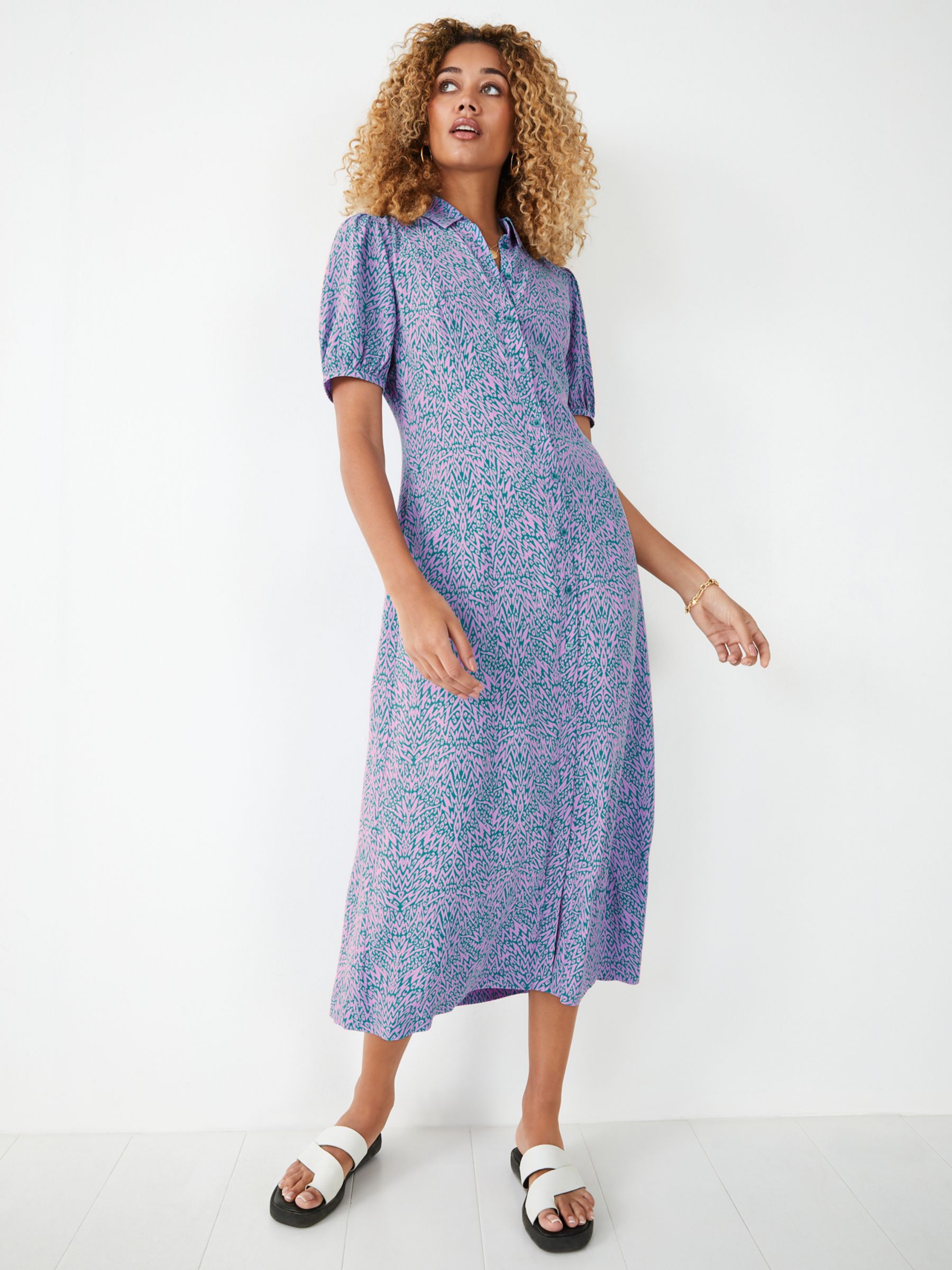 hush Alara Abstract Animal Print Midi Shirt Dress, Teal at John Lewis ...