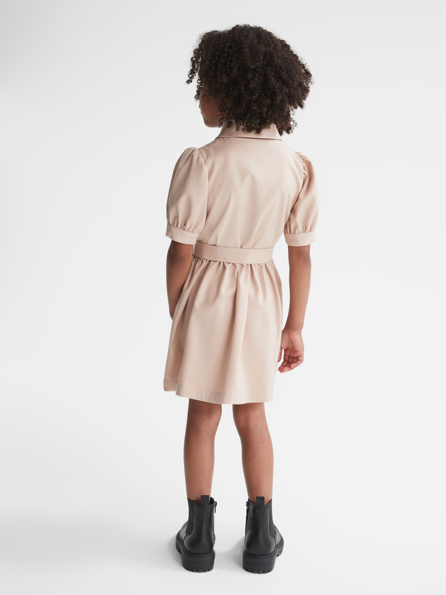 Buy Reiss Kids' Naomi Puff Sleeve Belted Dress, Camel Online at johnlewis.com