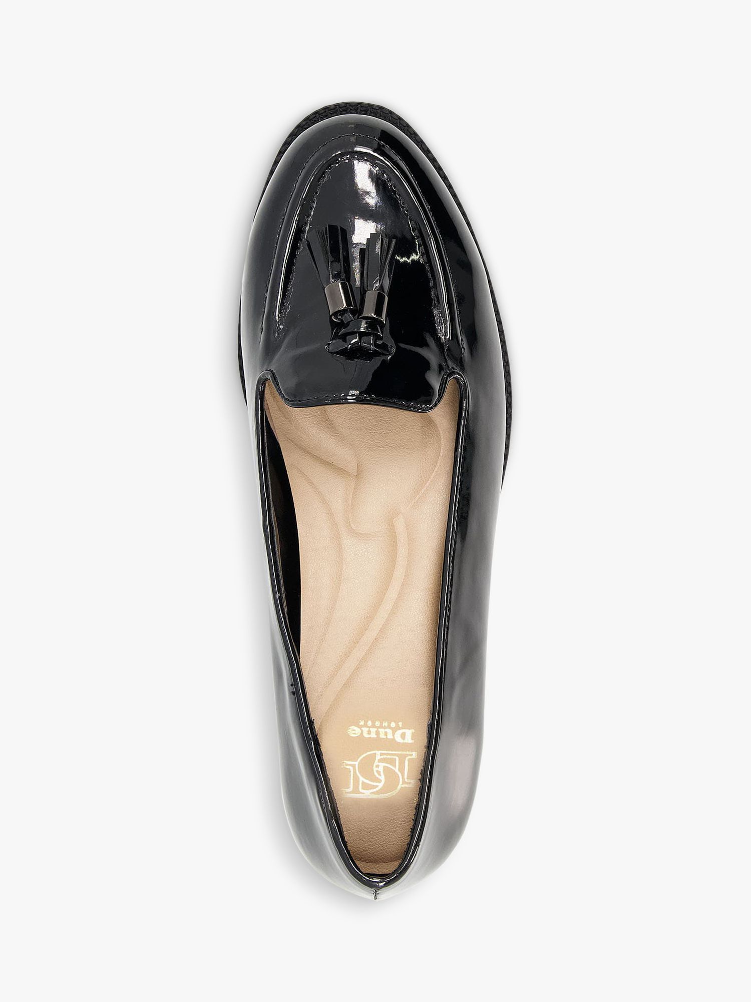 Dune Wide Fit Global Loafers, Black at John Lewis & Partners