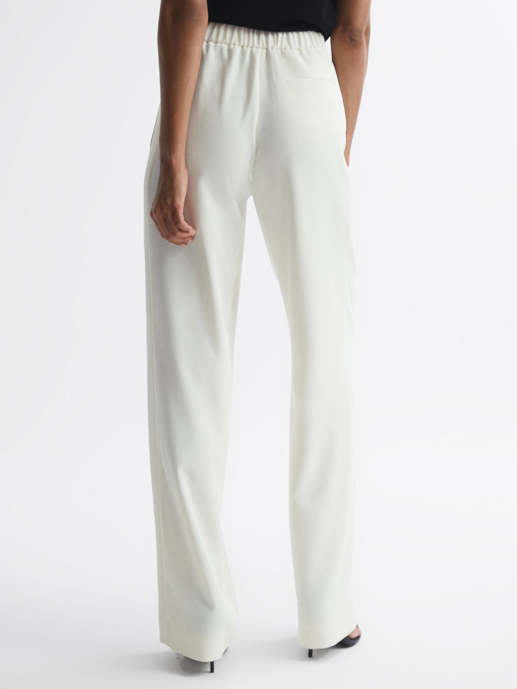 Reiss Aleah Front Pleat Trousers, Cream at John Lewis & Partners