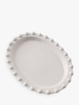 Truly Lifestyle Pom-Pom Stoneware Oval Serving Platter, 40cm, Pale Grey
