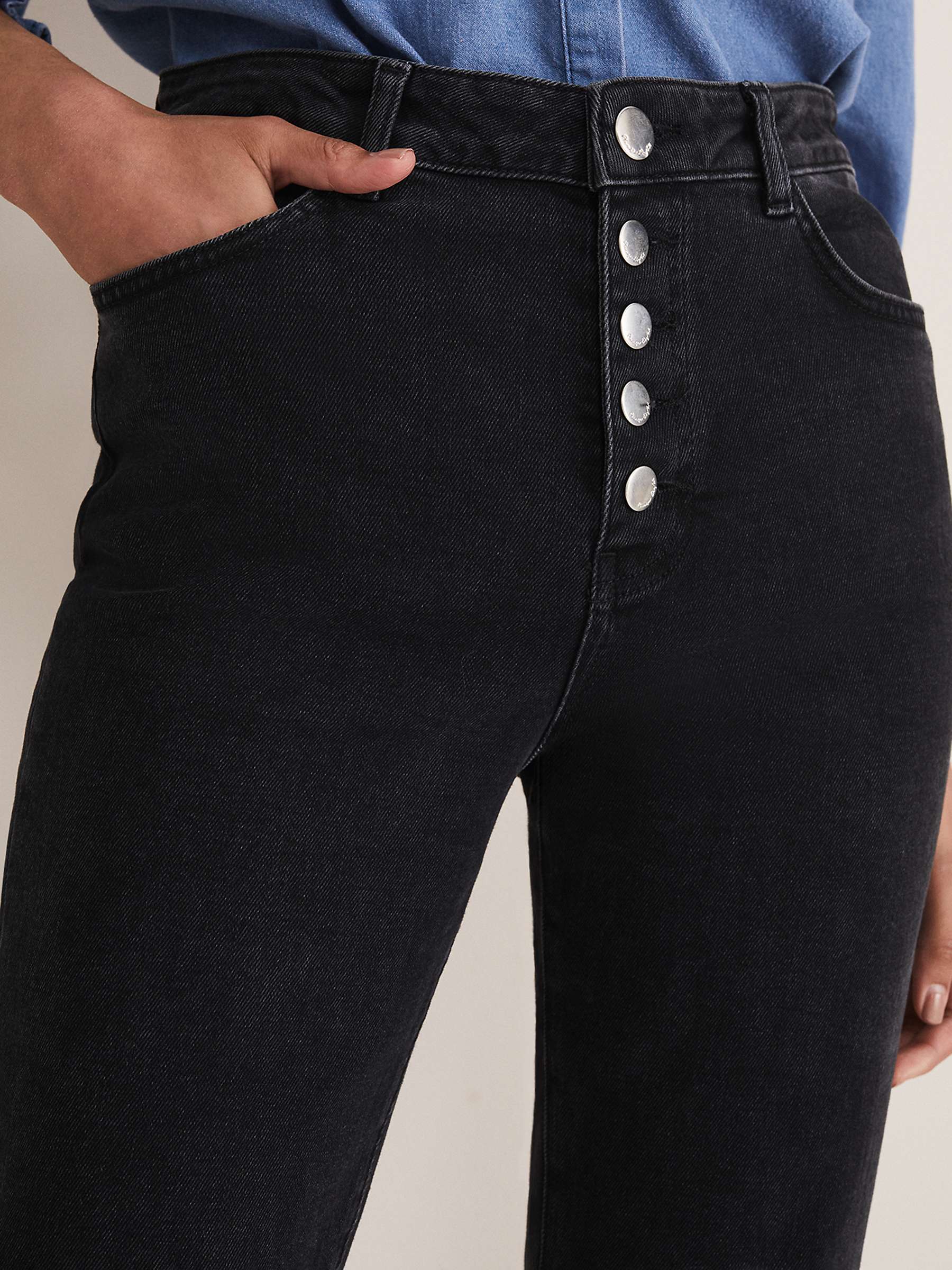 Phase Eight Karlie Cropped Slim Fit Jeans, Black at John Lewis & Partners