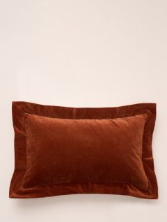 Truly Frill Edge Cotton Velvet Rectangular Cushion, Orange