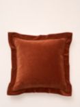 Truly Frill Edge Cotton Velvet Square Cushion, Orange