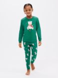 John Lewis Kids' Lewis Bear Jersey Pyjama Set, Green